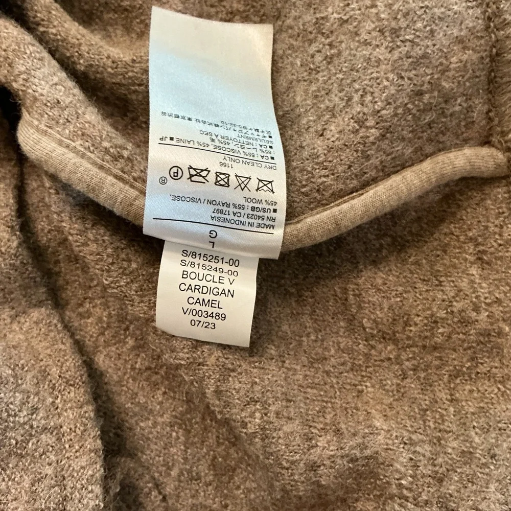 Banana Republic Mens Size L Boucle V Cardigan Camel Wool Blend Sweater NWT